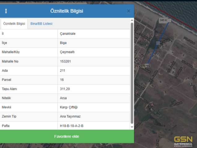 12-ÇANAKKALE BİGA ÇEŞMEALTI MEVKİİNDE DENİZE 500 M. MESAFEDE VİLLA İMARLI ARSA